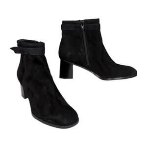 KATE SPADE NY Madelaine Black Suede Ankle Bootie Block Heel Women's 10.5